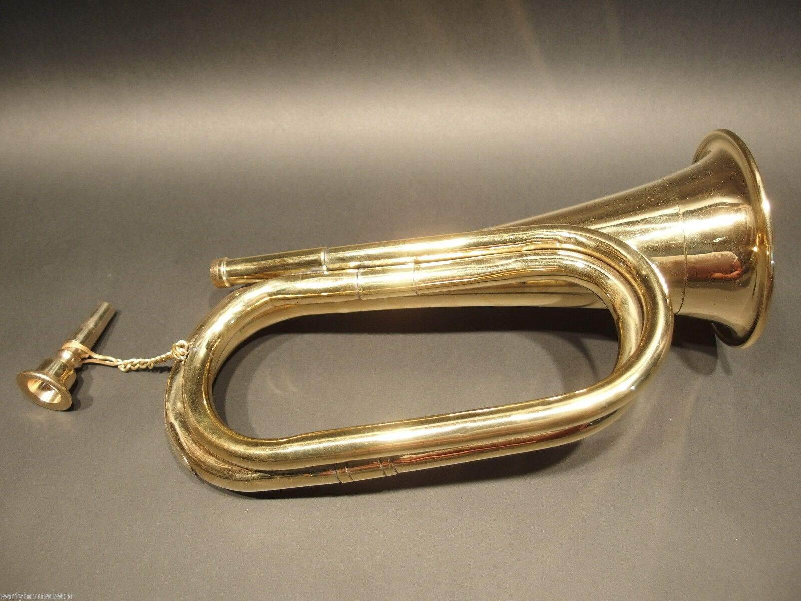 Antique Style US Military Civil War Brass Bugle Horn - Early Home Decor