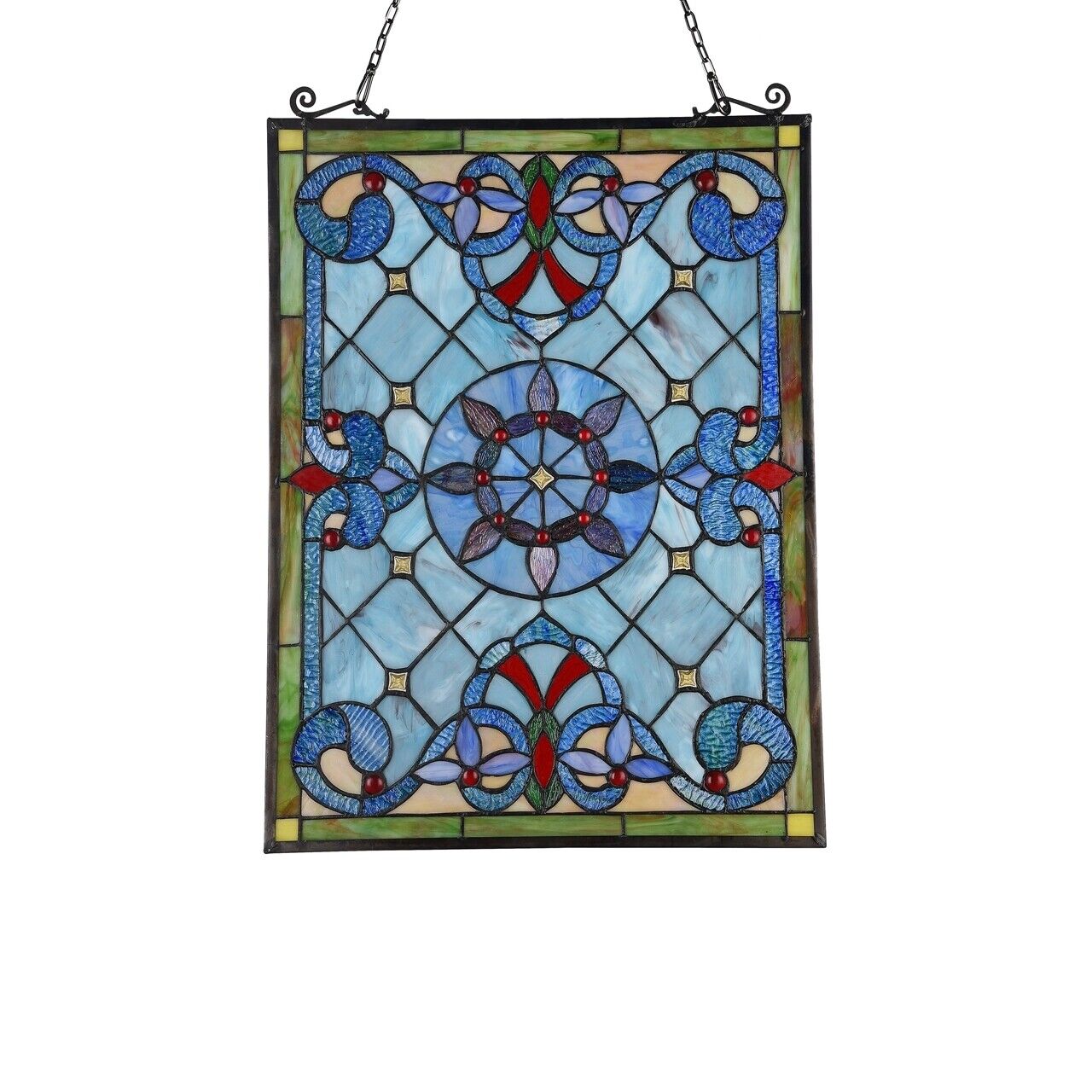 24.6" Antique Vintage Style Stained Glass Window Hanging Panel Suncatcher
