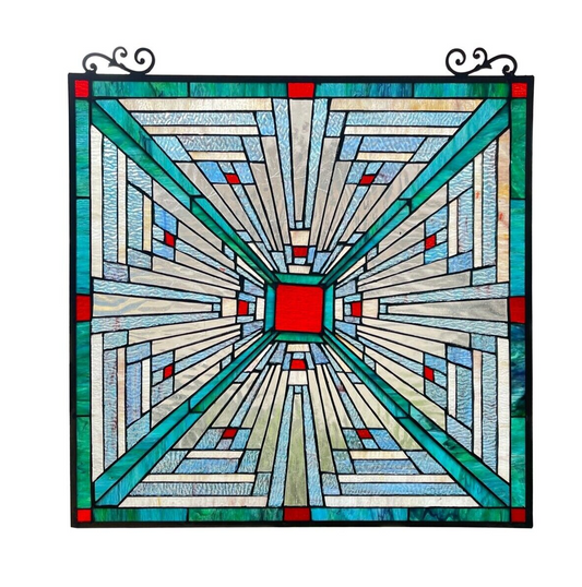 26" Mission Stained Glass Hanging Window Panel Suncatcher