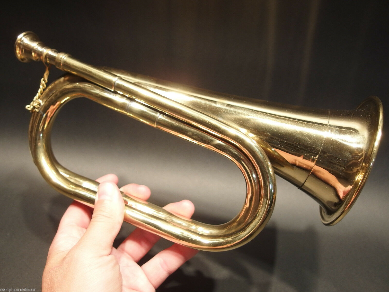 Antique Style US Military Civil War Brass Bugle Horn - Early Home Decor