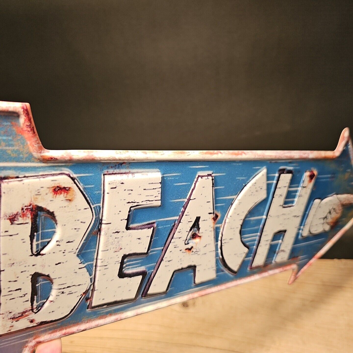Metal Vintage Style Beach Arrow Coastal Decor Sign
