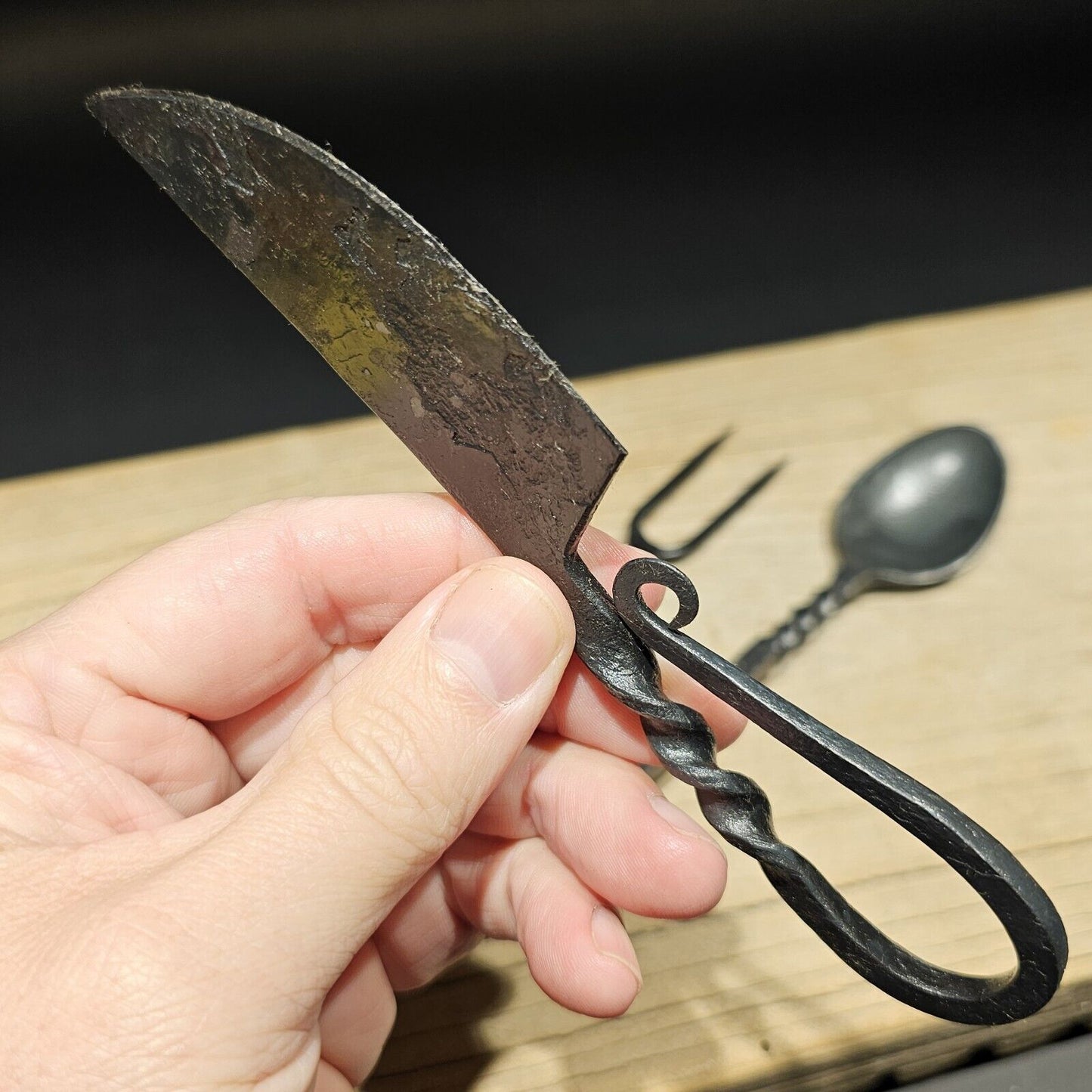 Flint Striker Style Custom Forged Knife Utensil Set