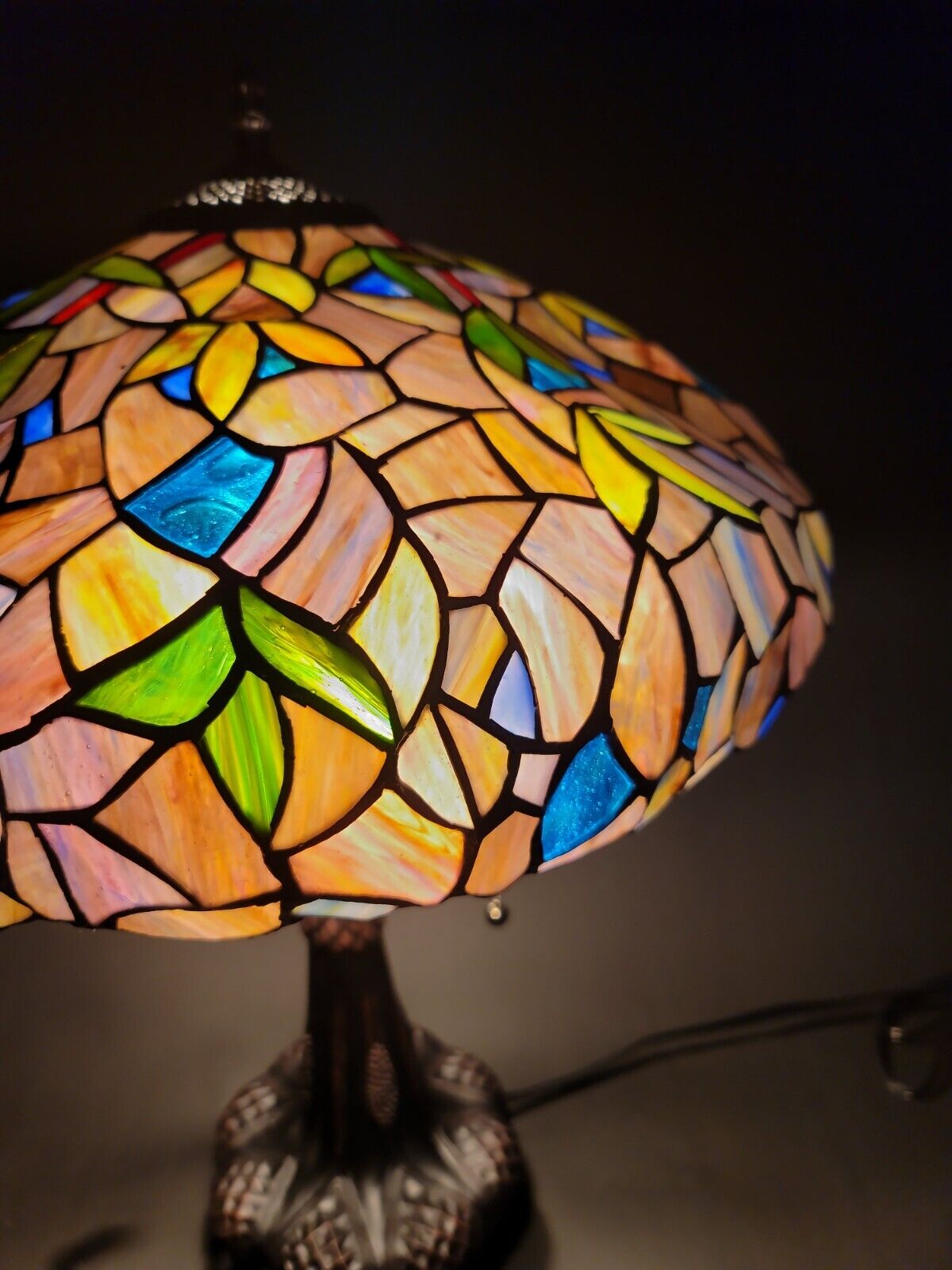 22" Antique Vintage Style Stained Glass Wisteria Floral Table Lamp