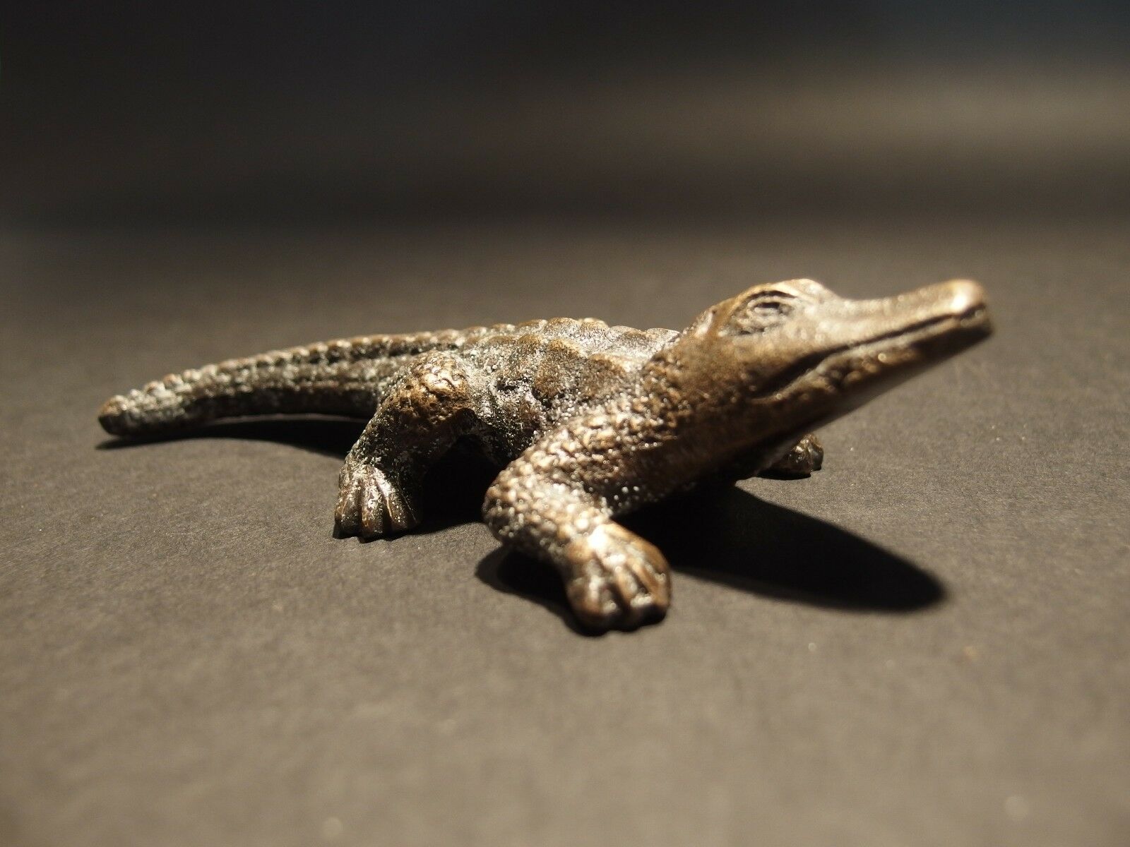 5" Vintage Antique Style Brass Gator Alligator Paperweight Desk Figure - Early Home Decor