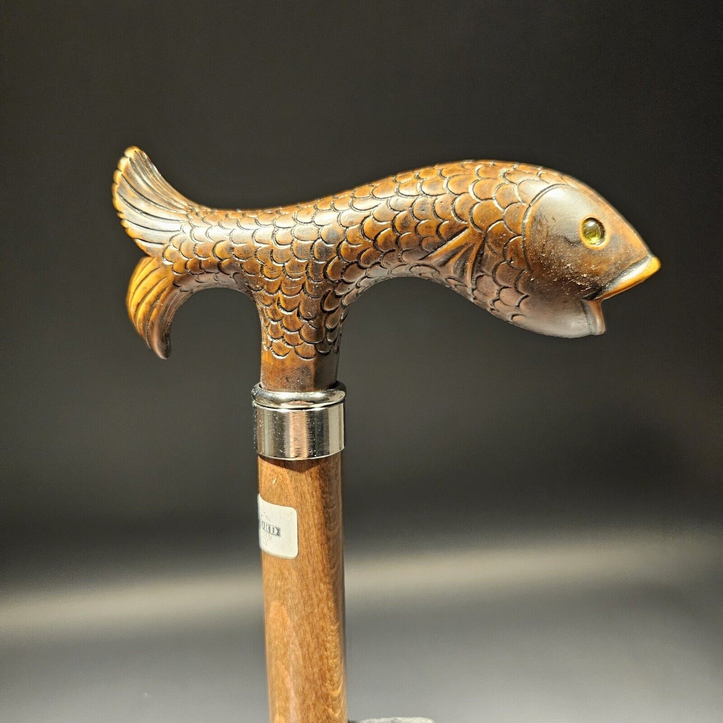 36" Italian Antique Style Trout Head Walking Stick Cane