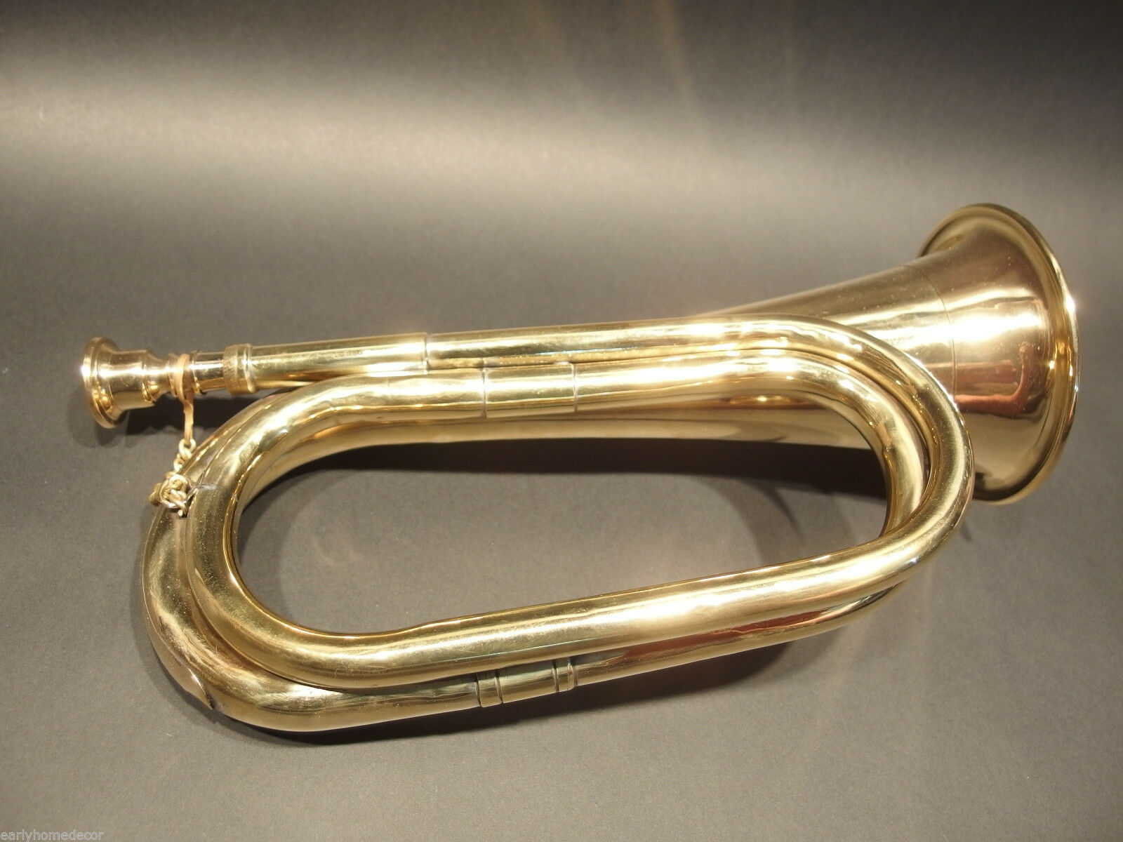 Antique Style US Military Civil War Brass Bugle Horn - Early Home Decor