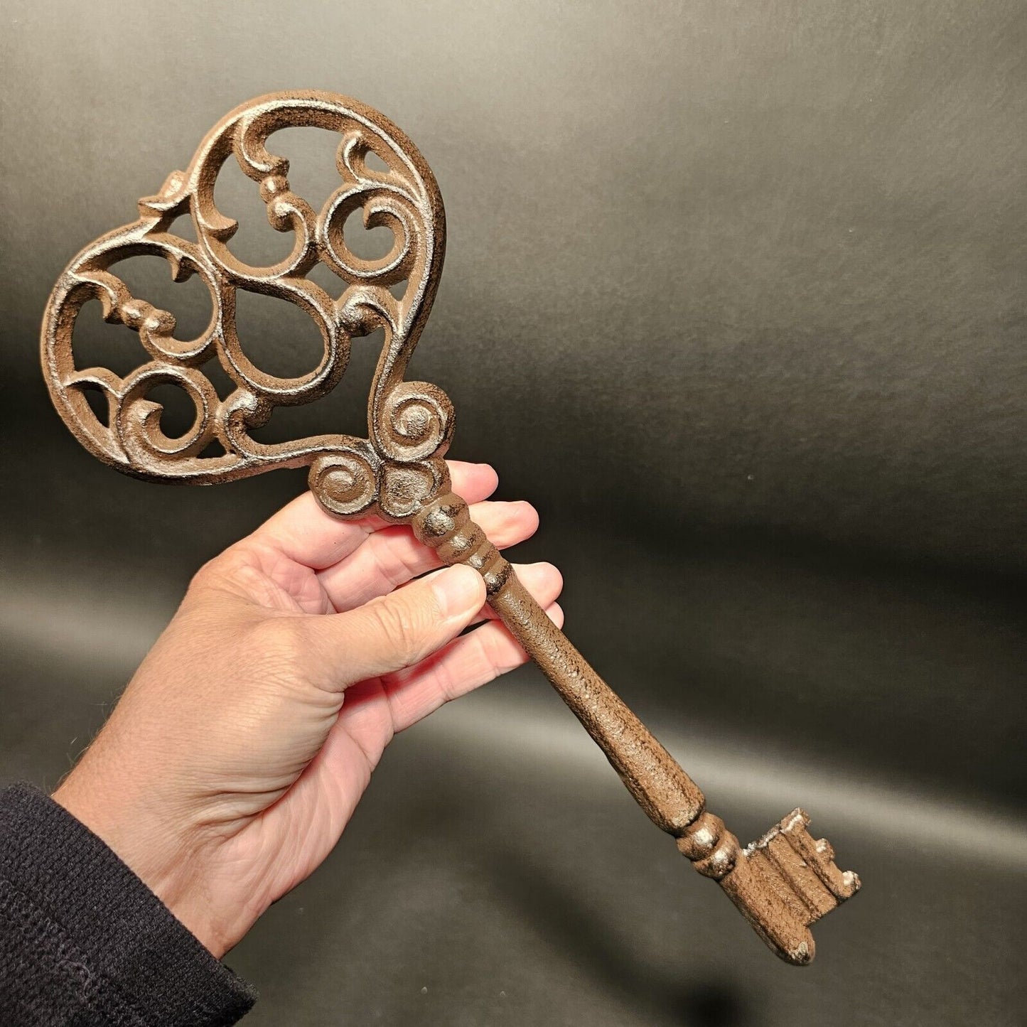 13" Antique Vintage Style Cast Iron Large Ornate Skeleton Key