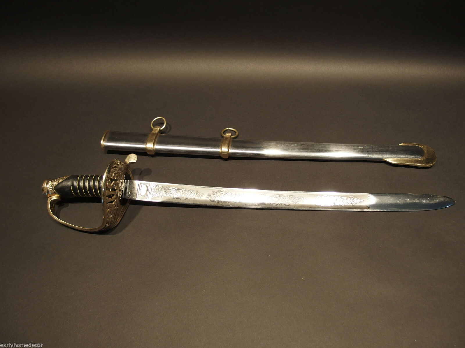 28" SMALL Antique Style 1860 Union Staff Officer Carbon Steel Sword US - Early Home Decor