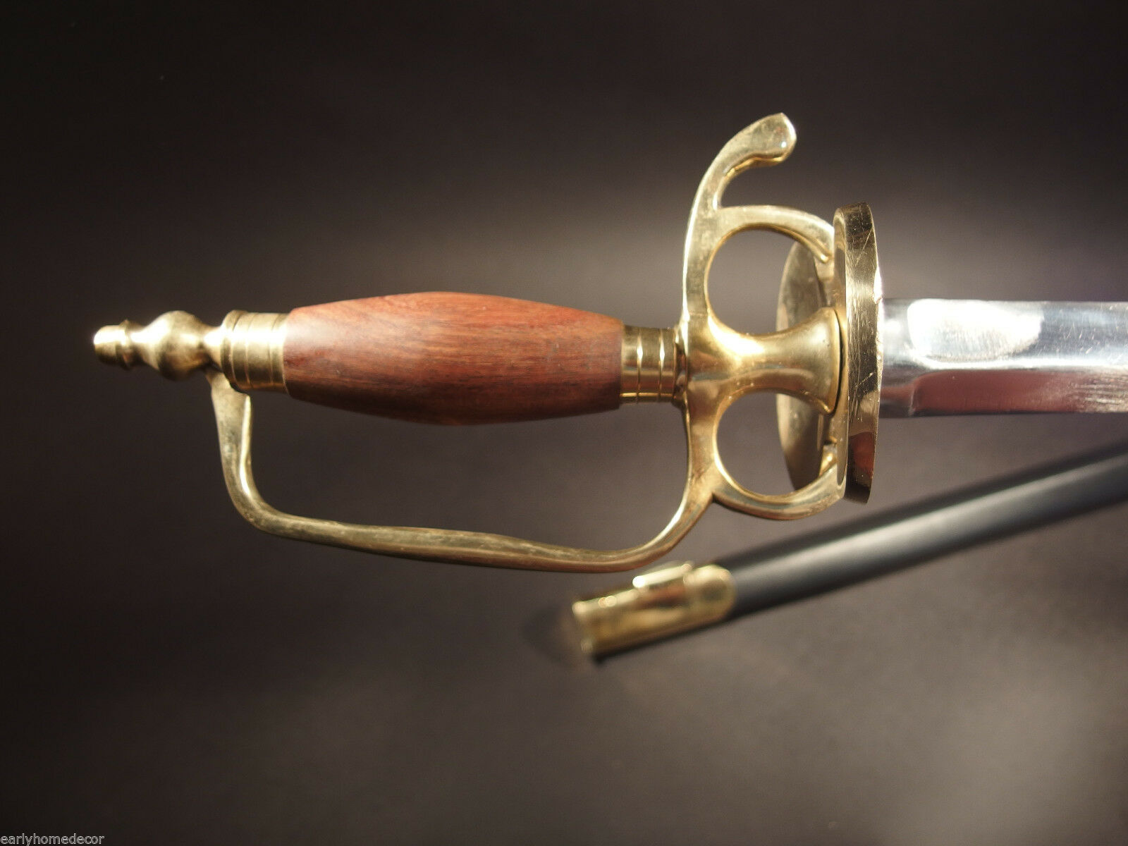 Antique Style French Hanger Cutlass Sword Brass Wood French Indian War Rev War - Early Home Decor
