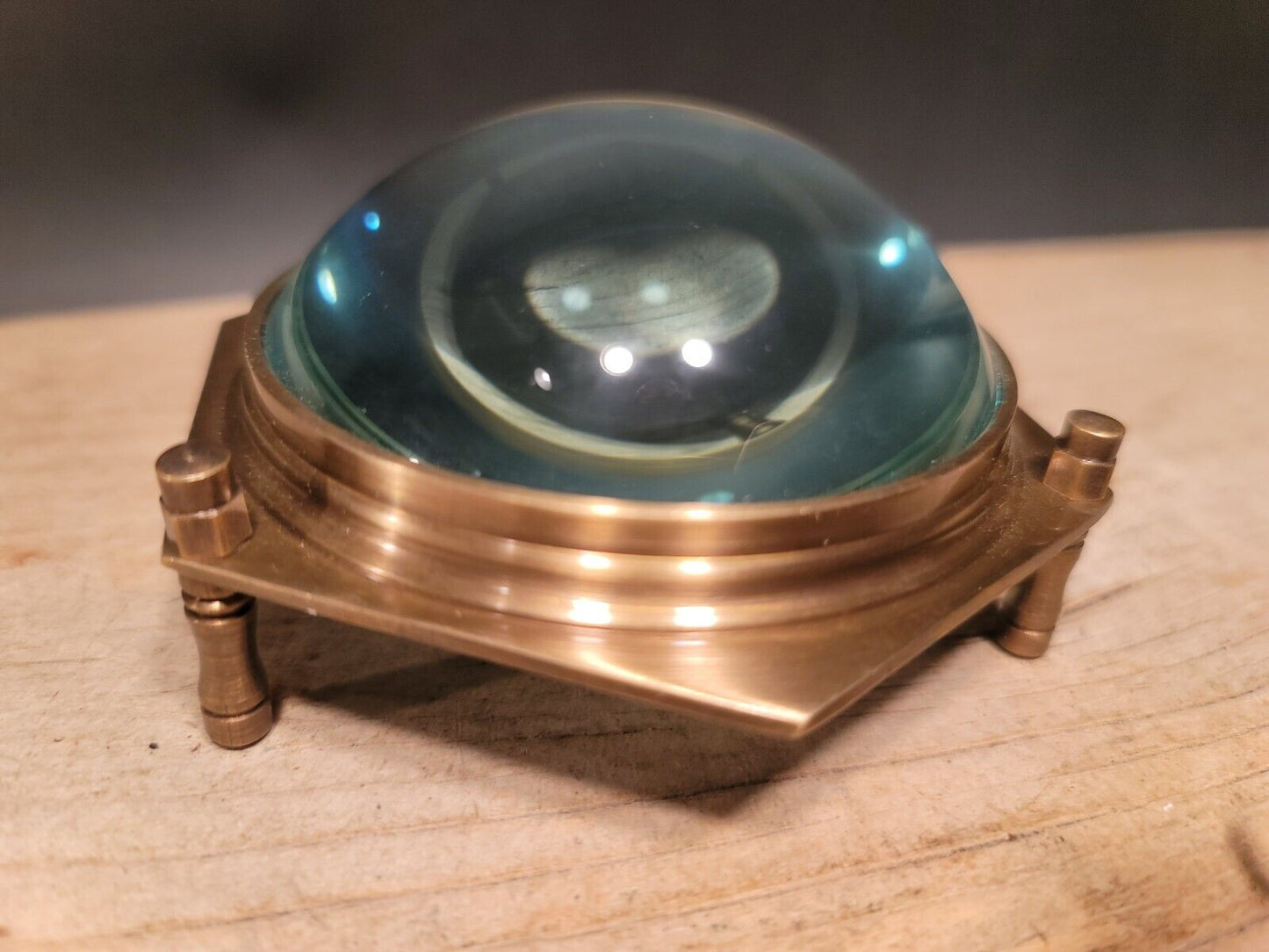 4" Vintage Antique Style Solid Brass Heavy Glass Magnifying Desk Lens Magnifier