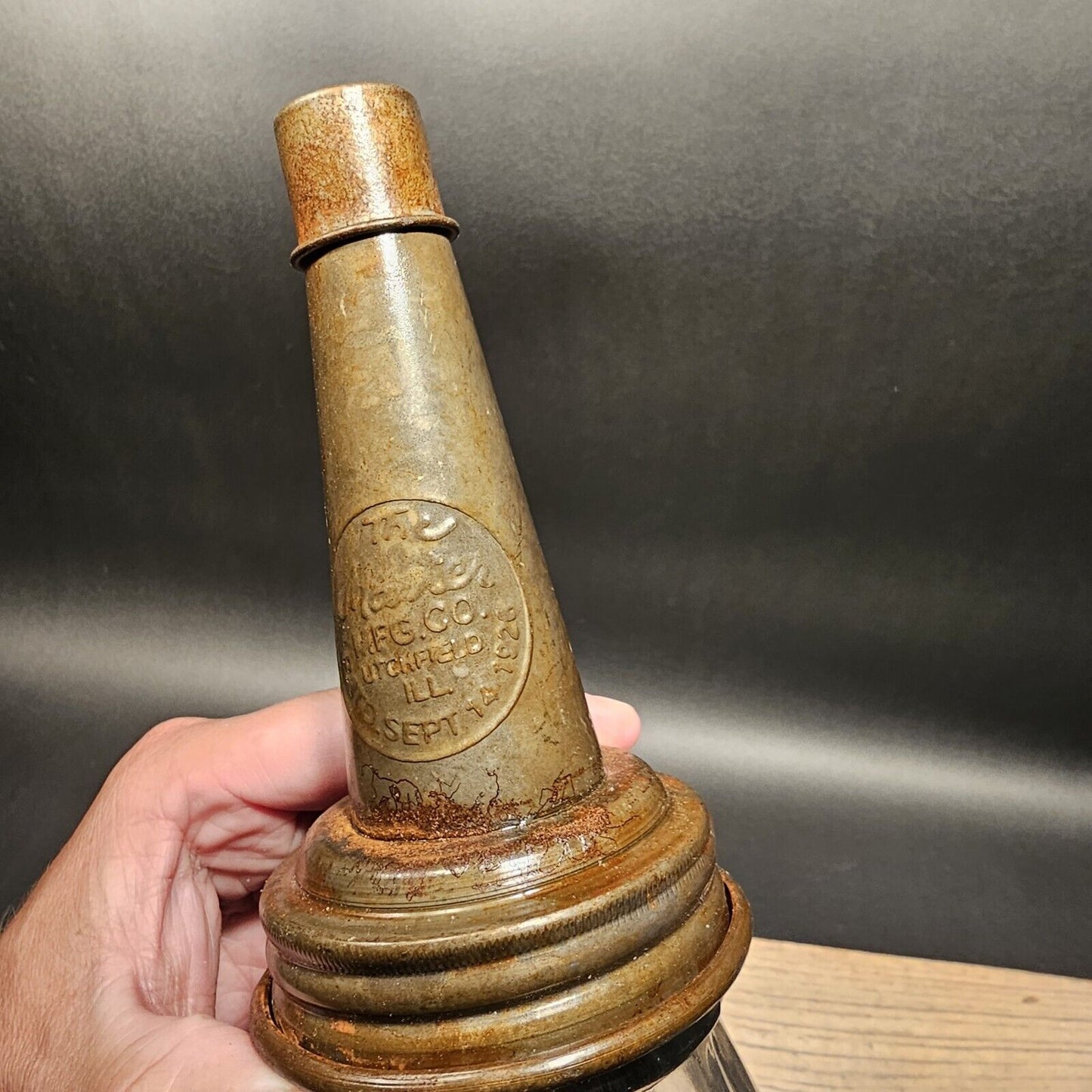 Vintage Style Texaco Glass Oil Bottle w Spout
