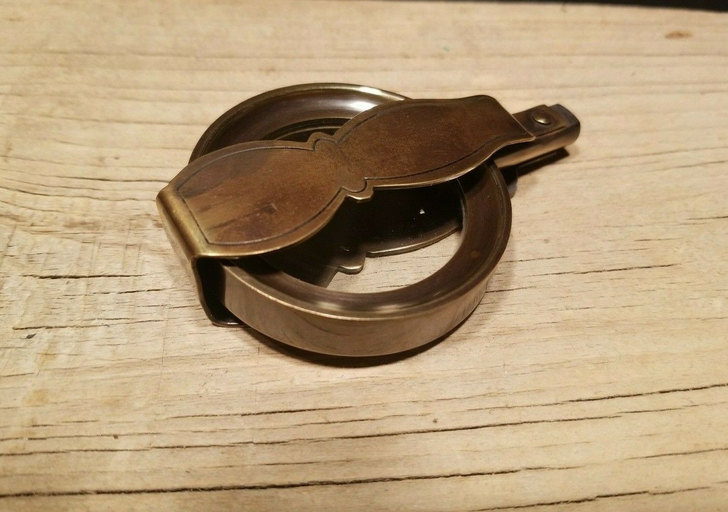 Antique Vintage Style, Brass Pocket Folding Optical Glass Magnifying Lens Loupe - Early Home Decor