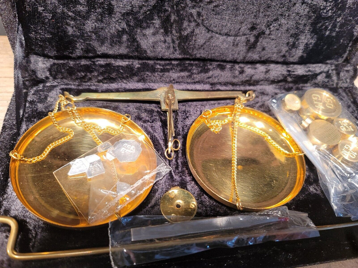 Antique Vintage Style Brass Balance Scales w Box