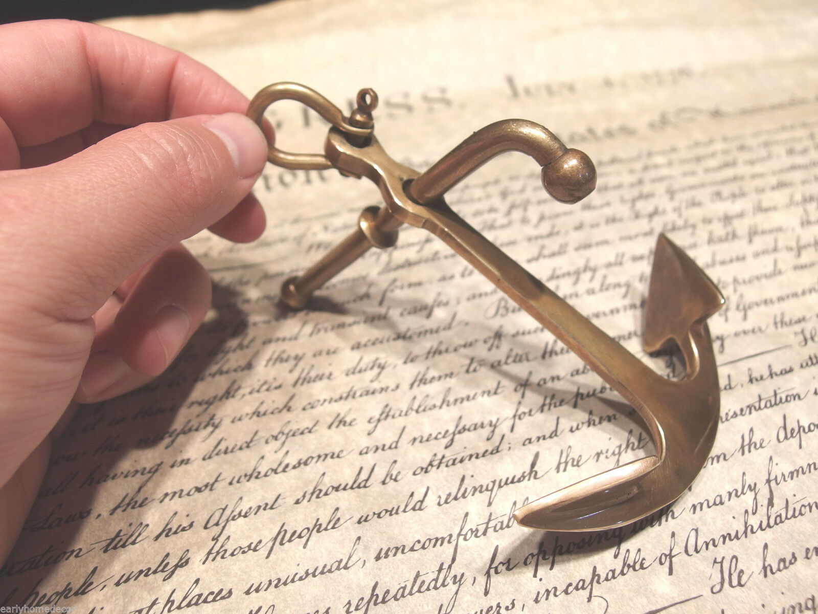 5" Vintage Antique Style Brass Nautical Ships Boat Anchor Paperweight Desk - Early Home Decor