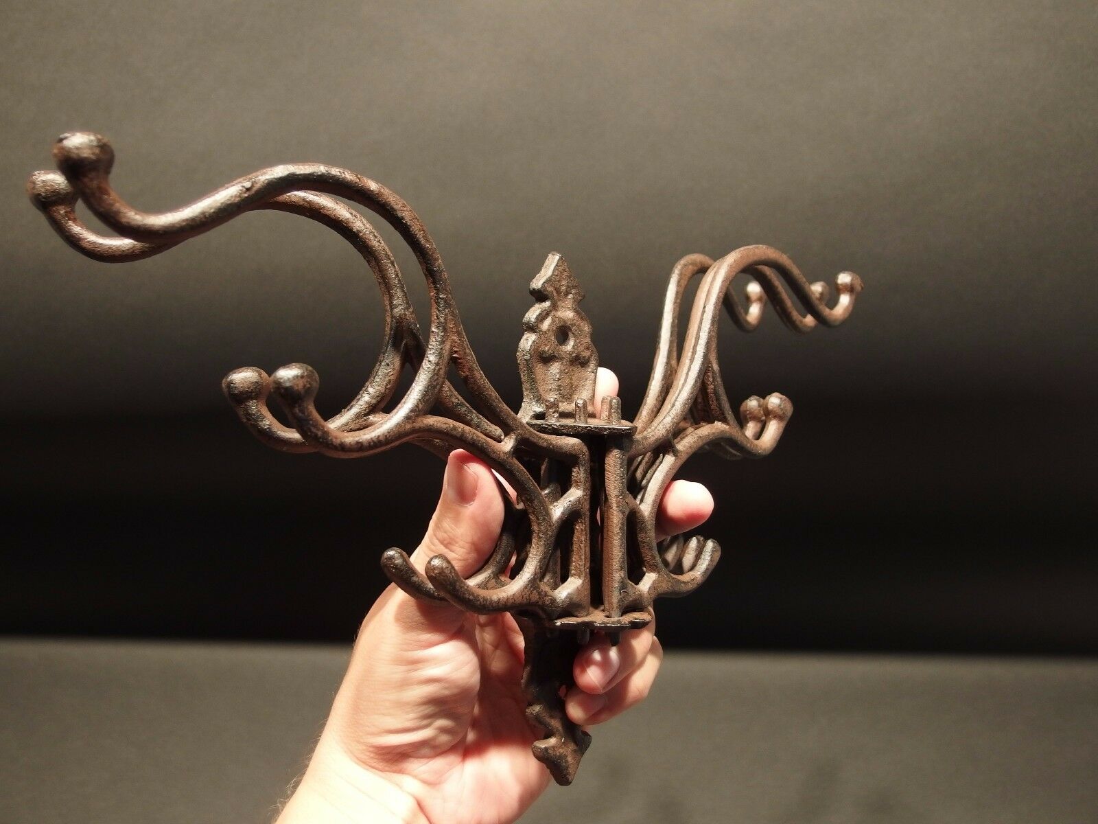 Antique Vintage Style Wall Hook Swivel Folding Coat Hanger Hardware Rust Finish - Early Home Decor