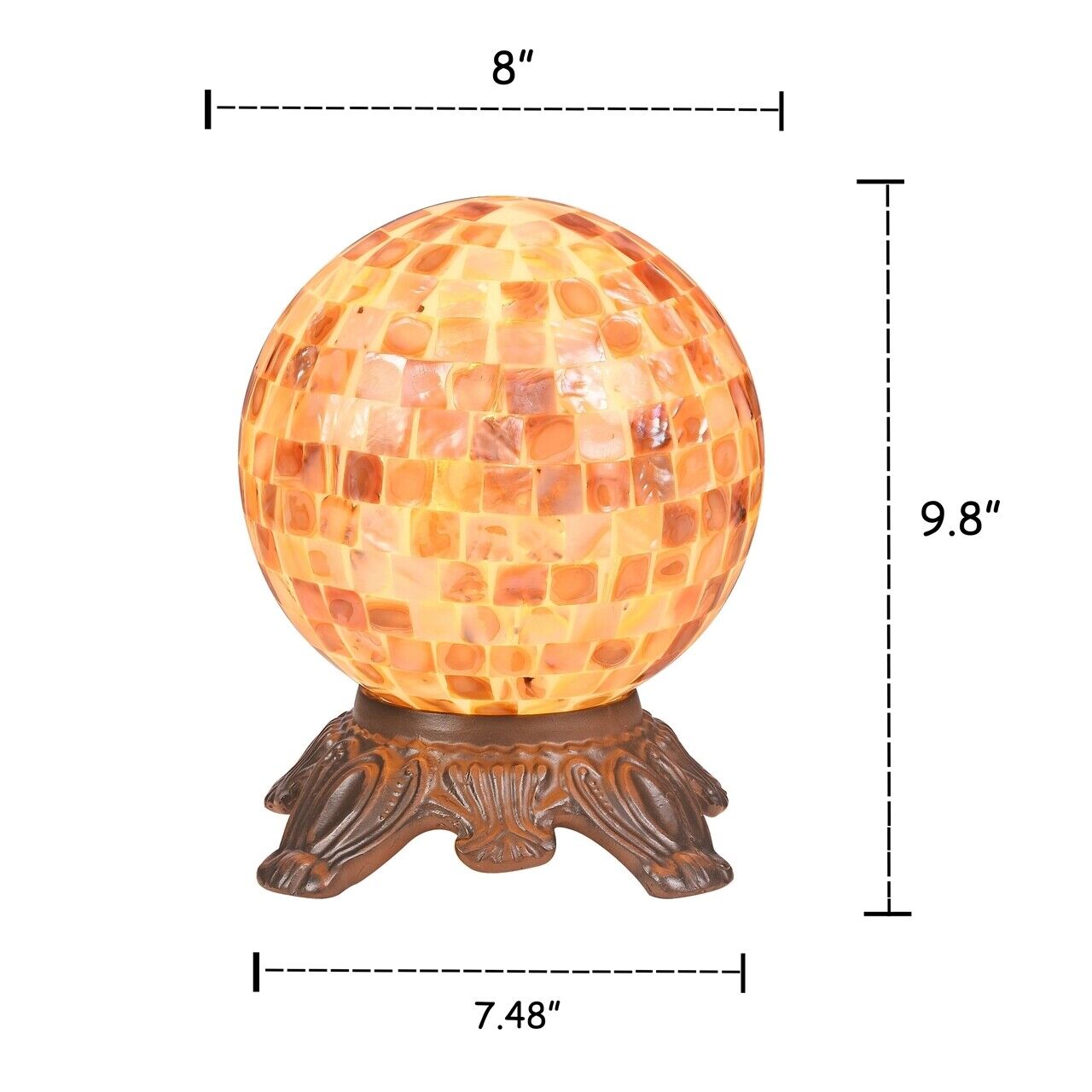 10" Antique Vintage Style Shell Mosiac Accent Table Lamp