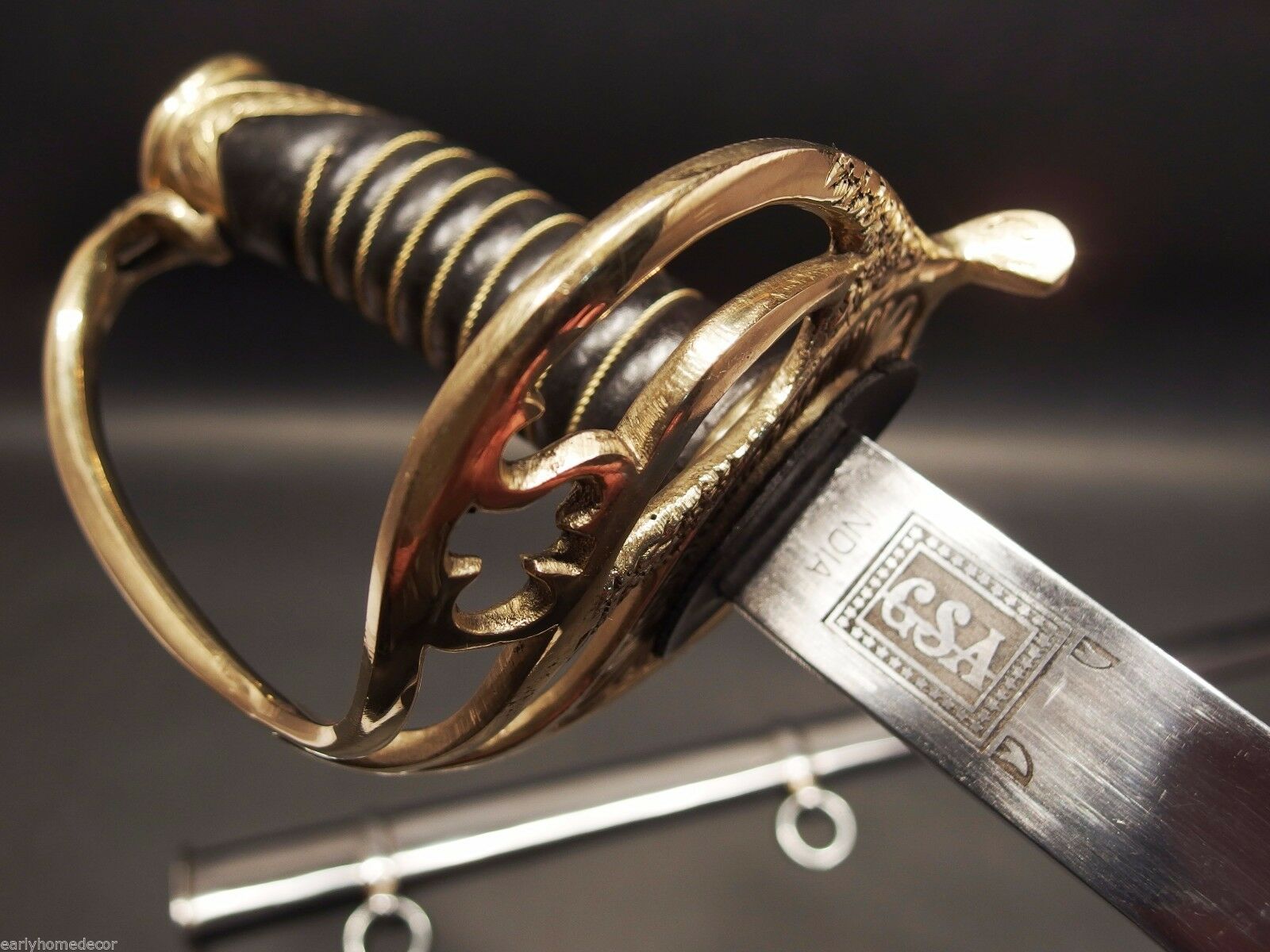 Antique Style Civil War Field & Staff Officers Confederate CS Sword Silver Scabb - Early Home Decor