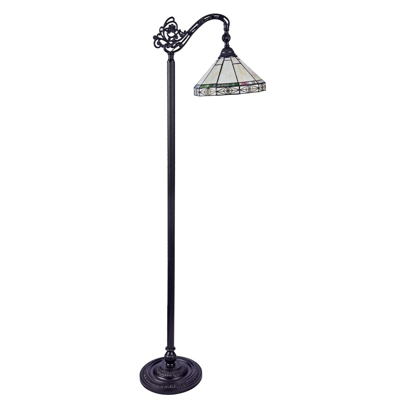 62.2" Antique Style Stained Glass Mission Reading Floor Lamp