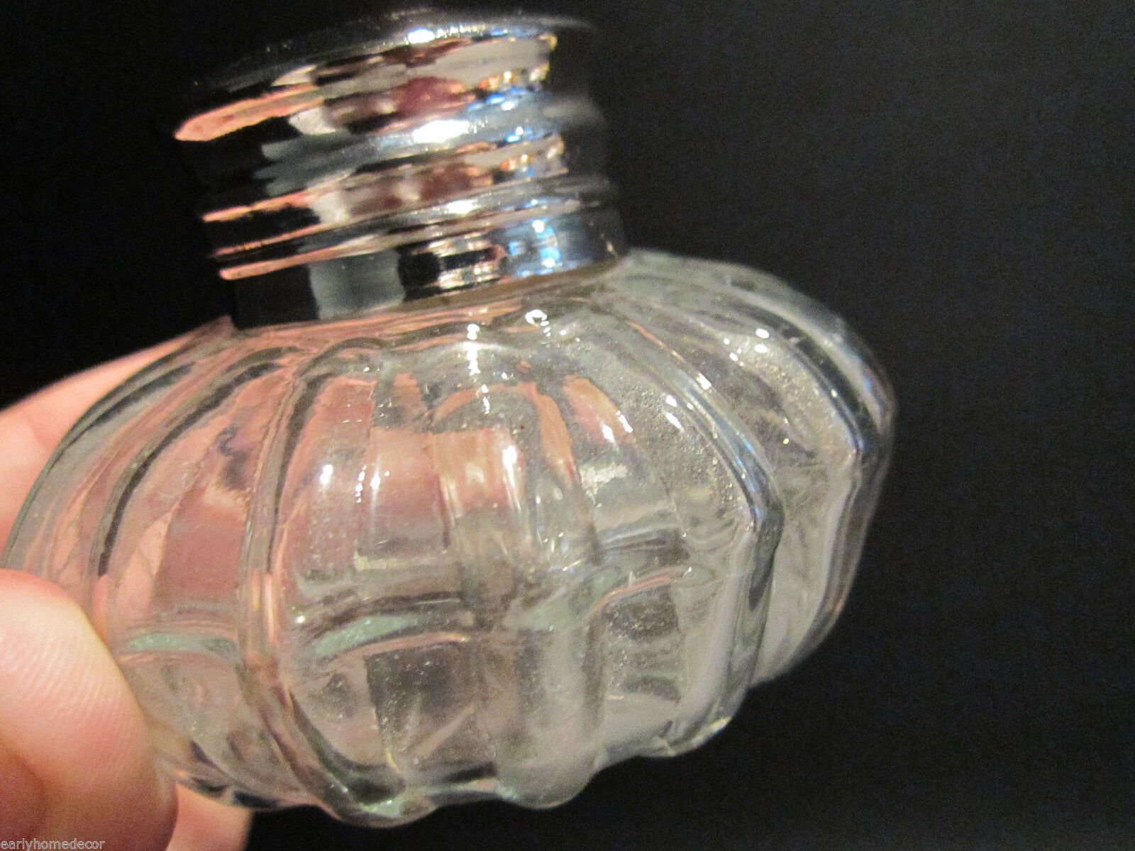 Vintage Antique Style Round Clear Glass Thick Glass Inkwell Ink pot Bottle - Early Home Decor