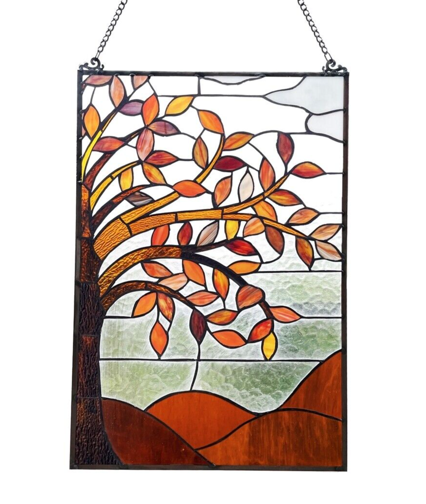 24" Fall Stained Glass Hanging Window Pane Suncatcher
