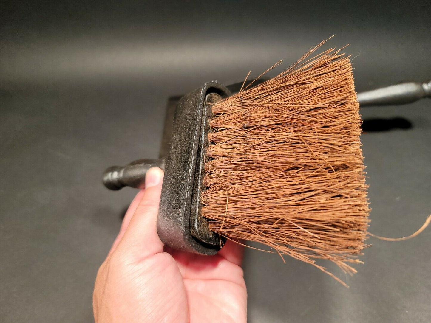 Cast Iron Fireplace Tools Dust Pan & Broom