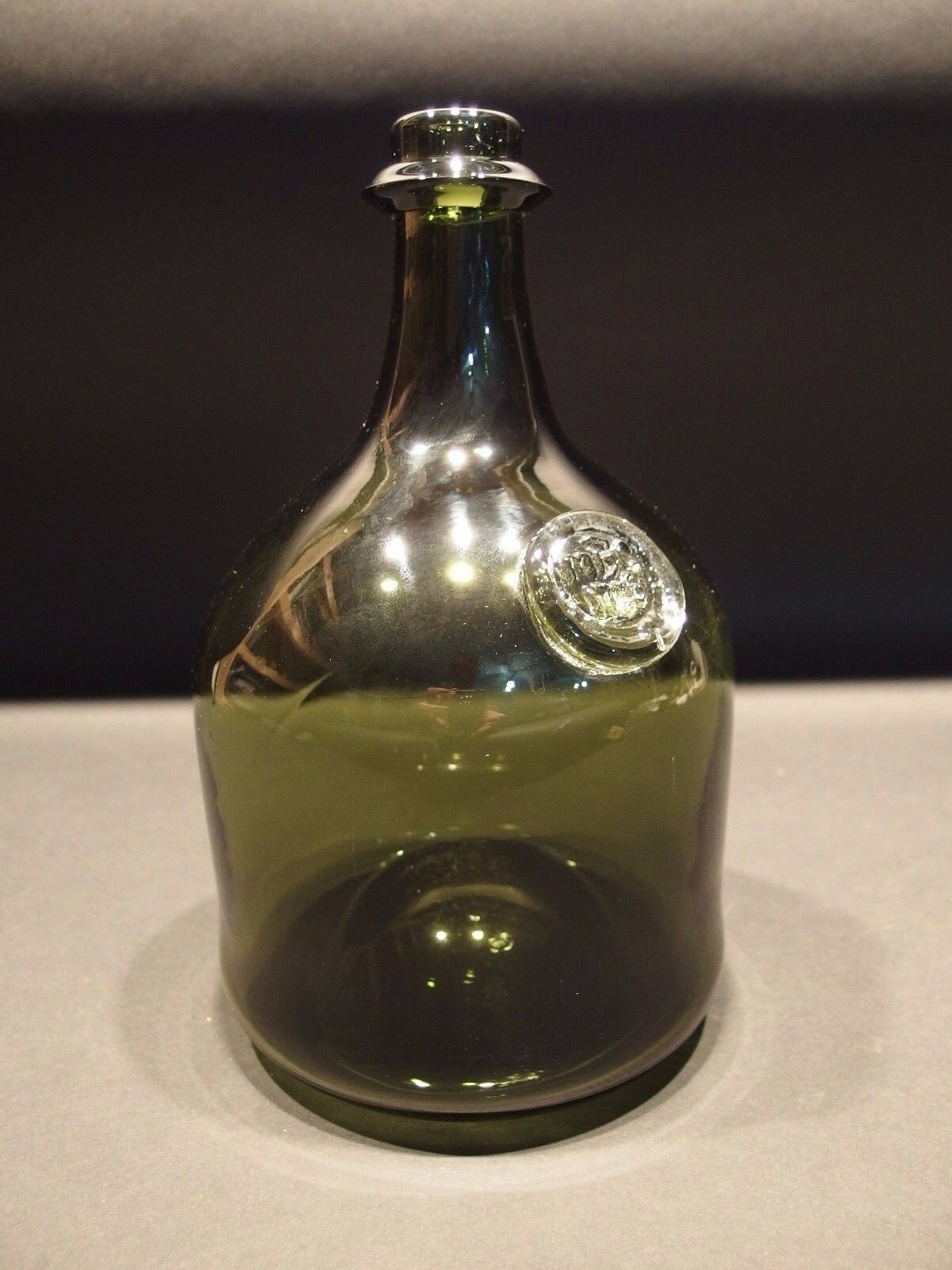 10" Antique Vintage Style Black Glass Blown Mallet Onion Wine Bottle Green - Early Home Decor