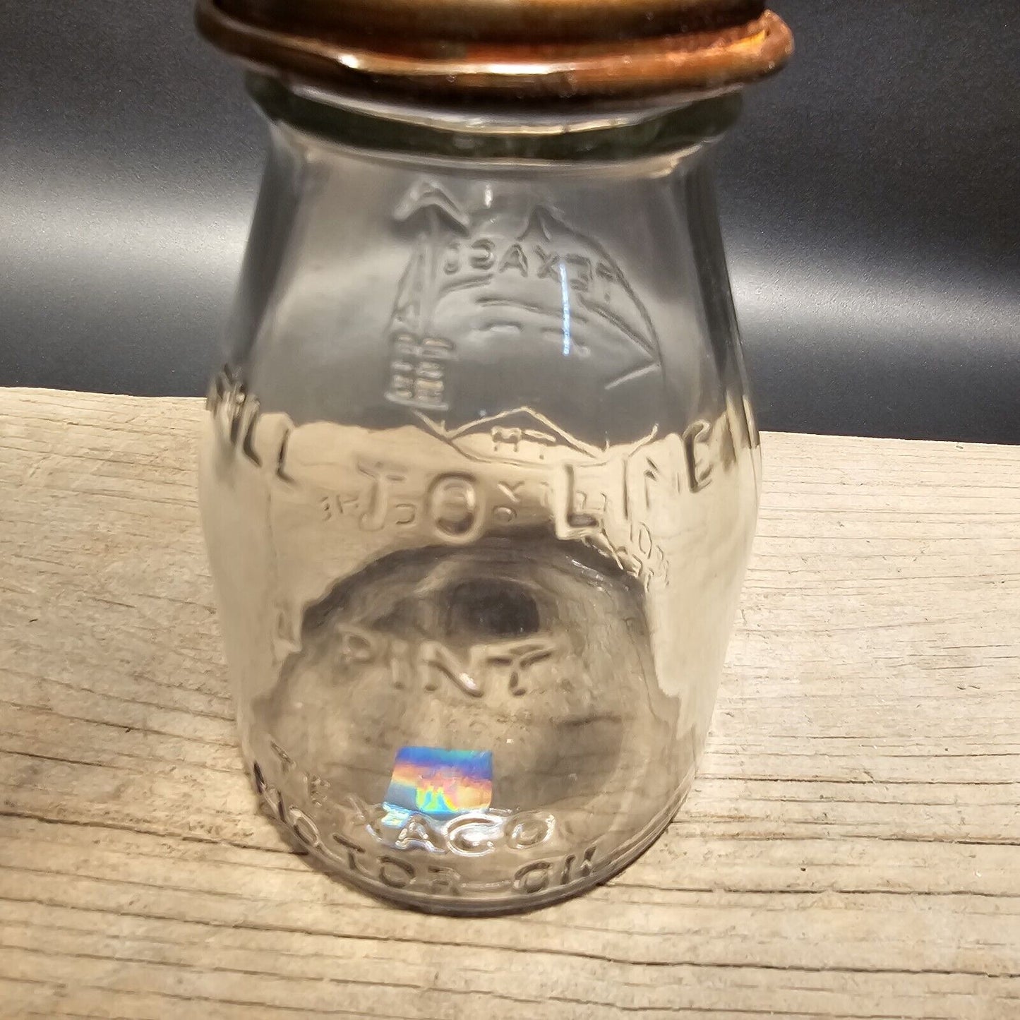 Vintage Style Texaco Glass Oil Bottle w Spout