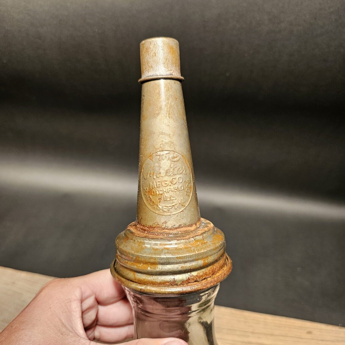 Vintage Style Gulf Glass Oil Bottle w Spout