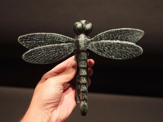 Antique Vintage Style Cast Iron Verdigris Green Dragonfly Door Knocker - Early Home Decor