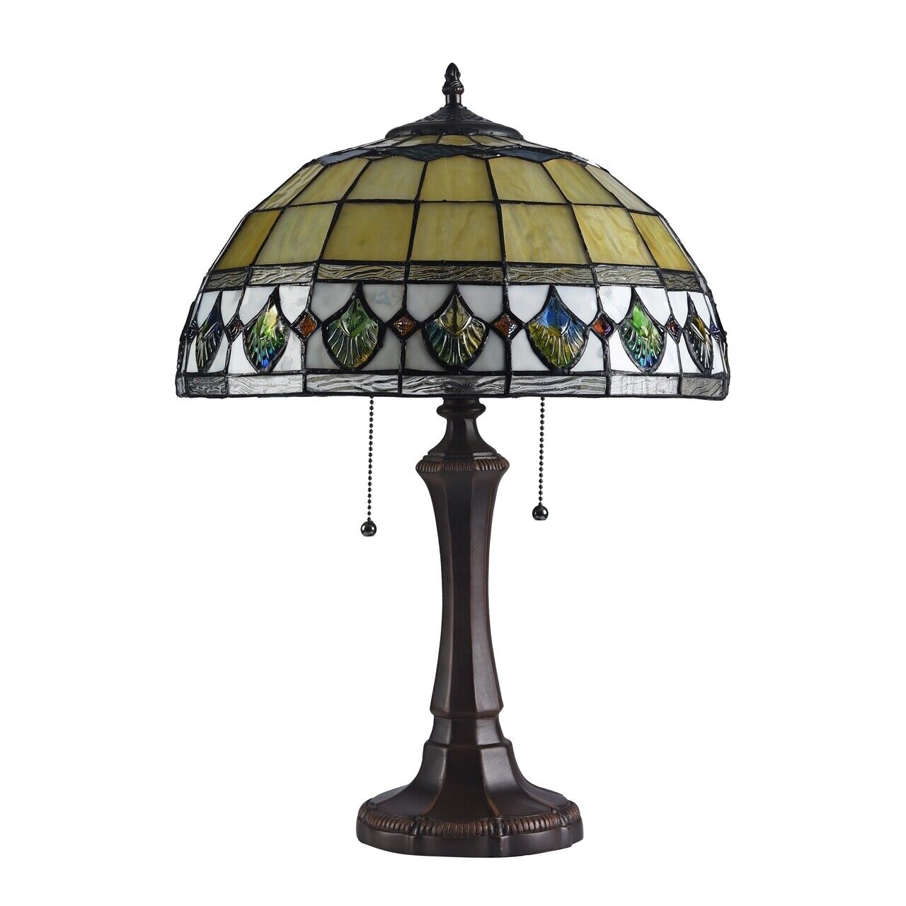 21.85" Antique Vintage Style Stained Glass Table Lamp