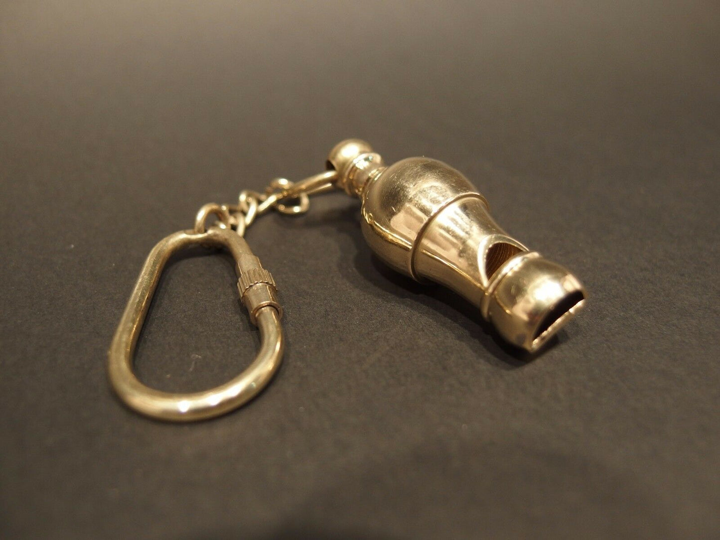 Brass Pear Shape Whistle Pendant Key chain Vintage Antique Victorian Style - Early Home Decor