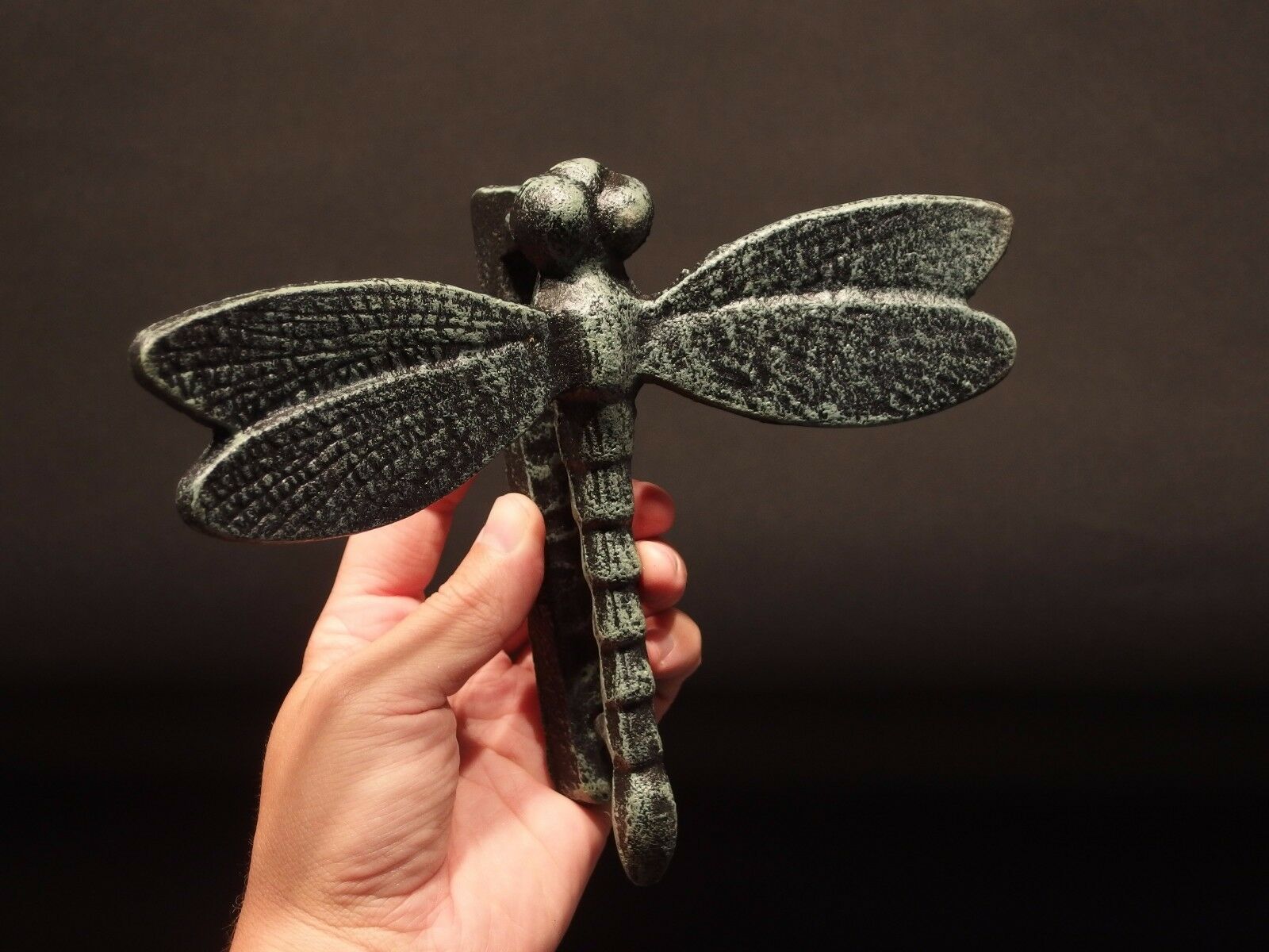 Antique Vintage Style Cast Iron Verdigris Green Dragonfly Door Knocker - Early Home Decor