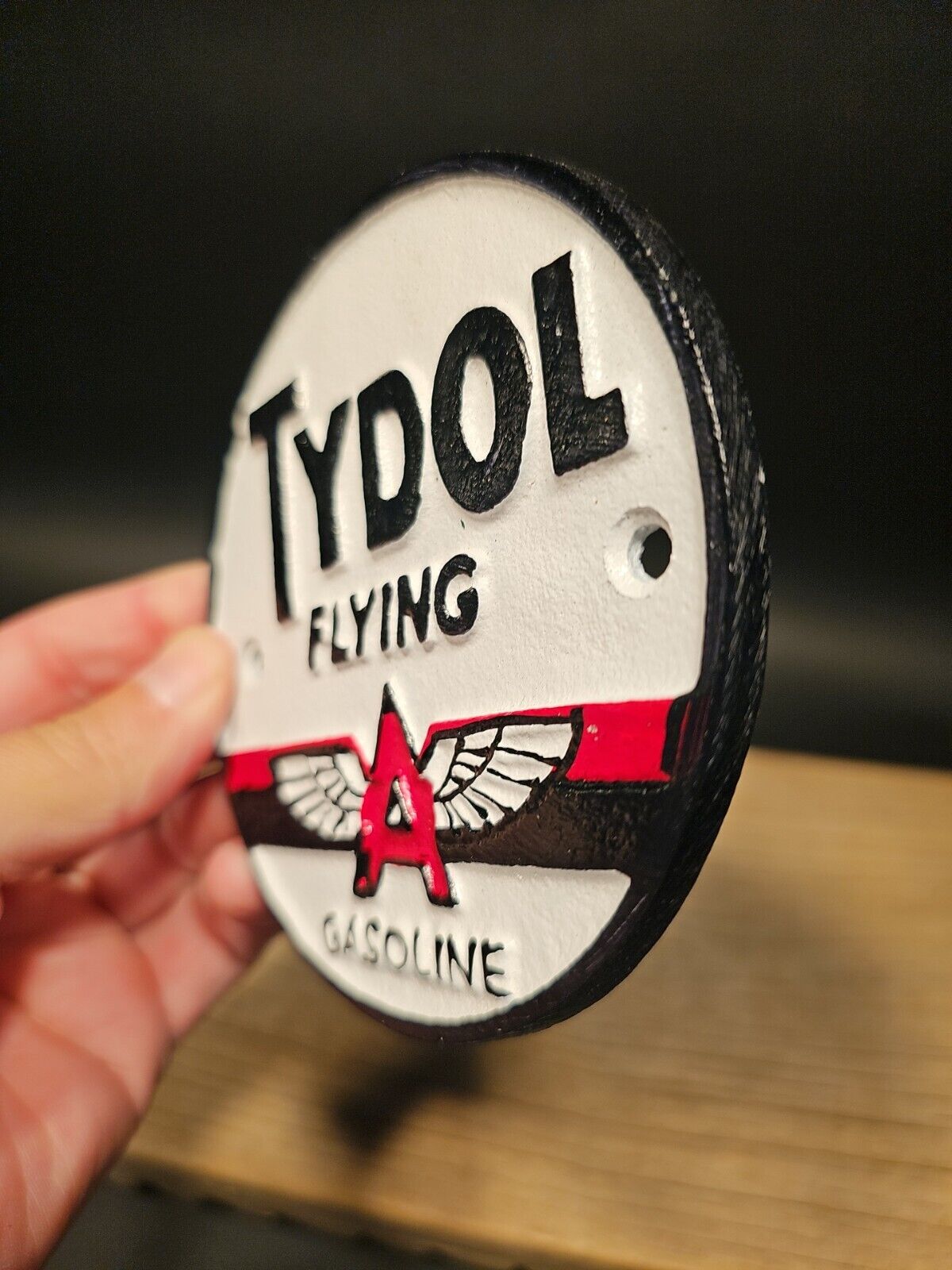 Antique Vintage Style Cast Iron Tydol Flying A Gas Oil Sign Plaque