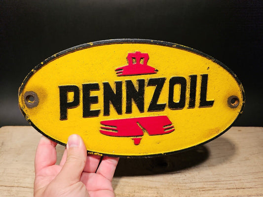 Antique Vintage Style Cast Iron Pennzoil Gas Oil Sign Plaque