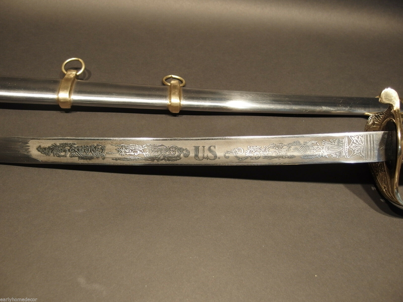 28" SMALL Antique Style 1860 Union Staff Officer Carbon Steel Sword US - Early Home Decor