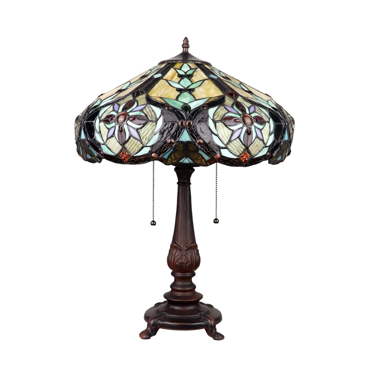 23.6" Antique Vintage Style Stained Glass Table Lamp