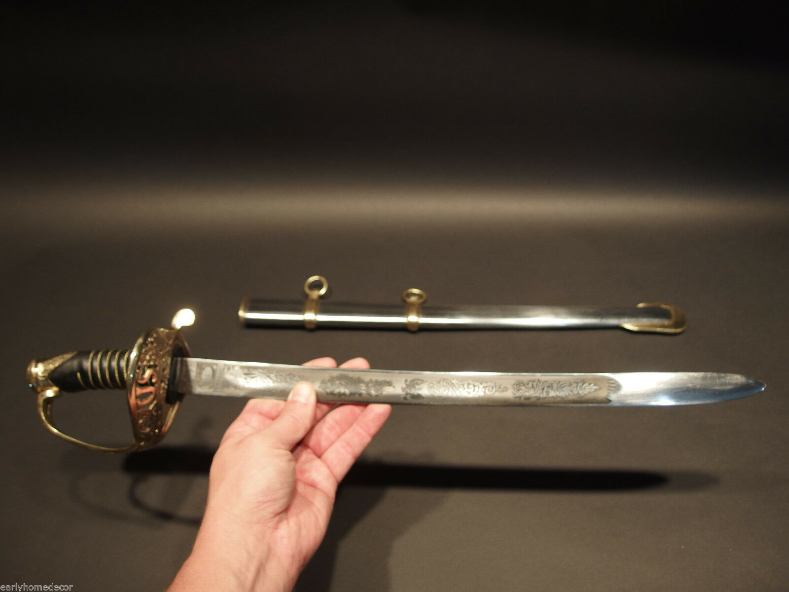 28" SMALL Antique Style 1860 Union Staff Officer Carbon Steel Sword US - Early Home Decor
