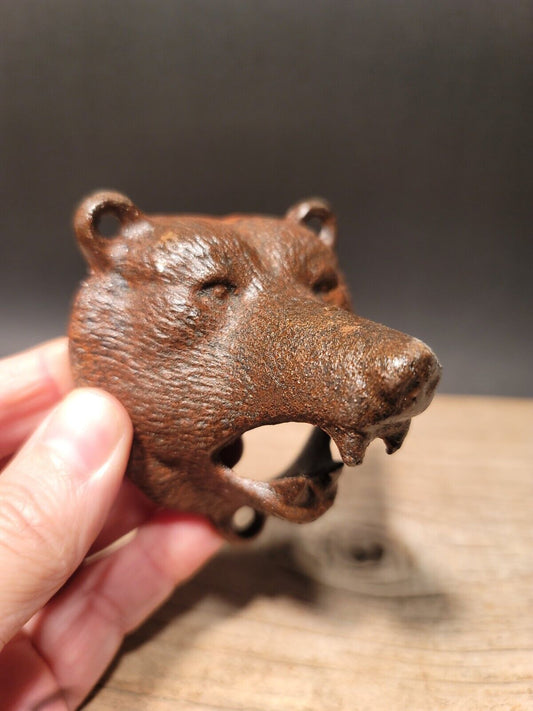 Antique Vintage Style Cast Iron Bear Wall Mount Bottle Opener