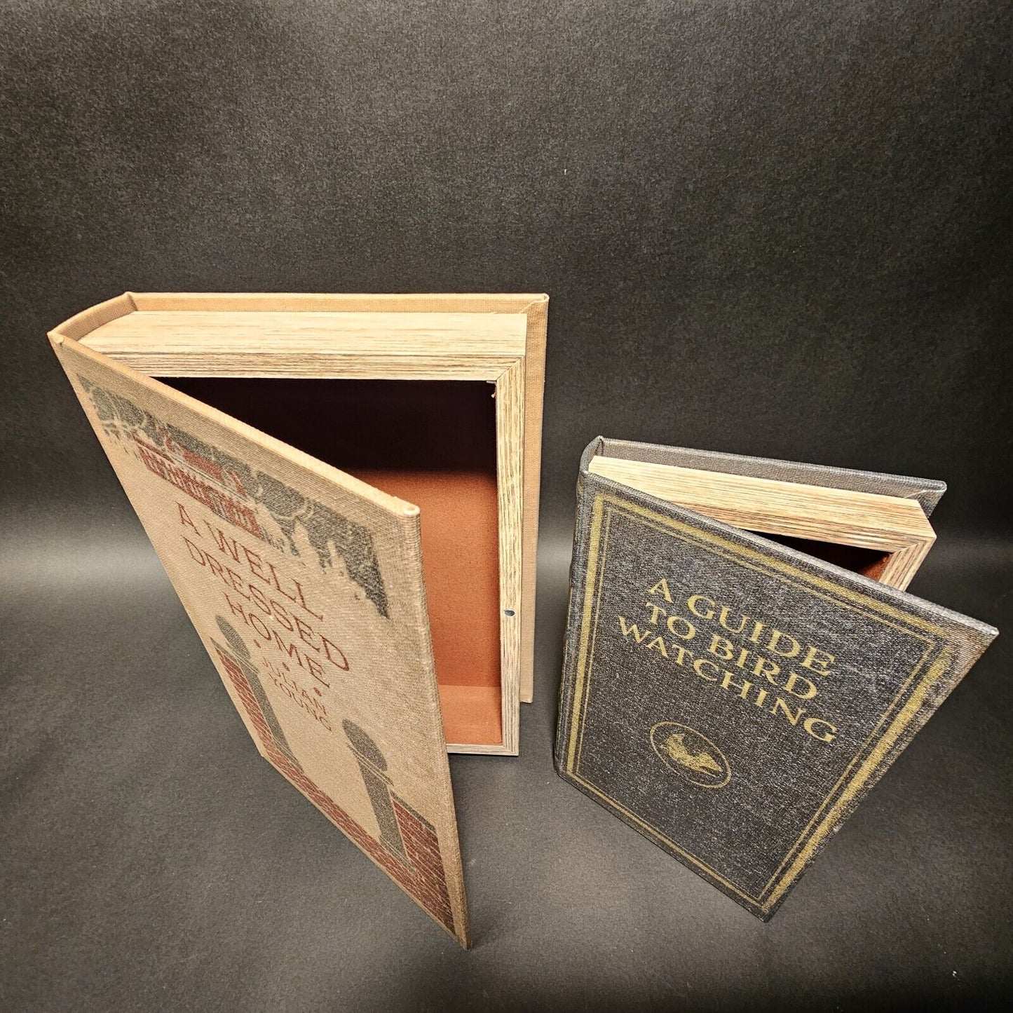 2 Vintage Style Faux Book Secret Storage Boxes