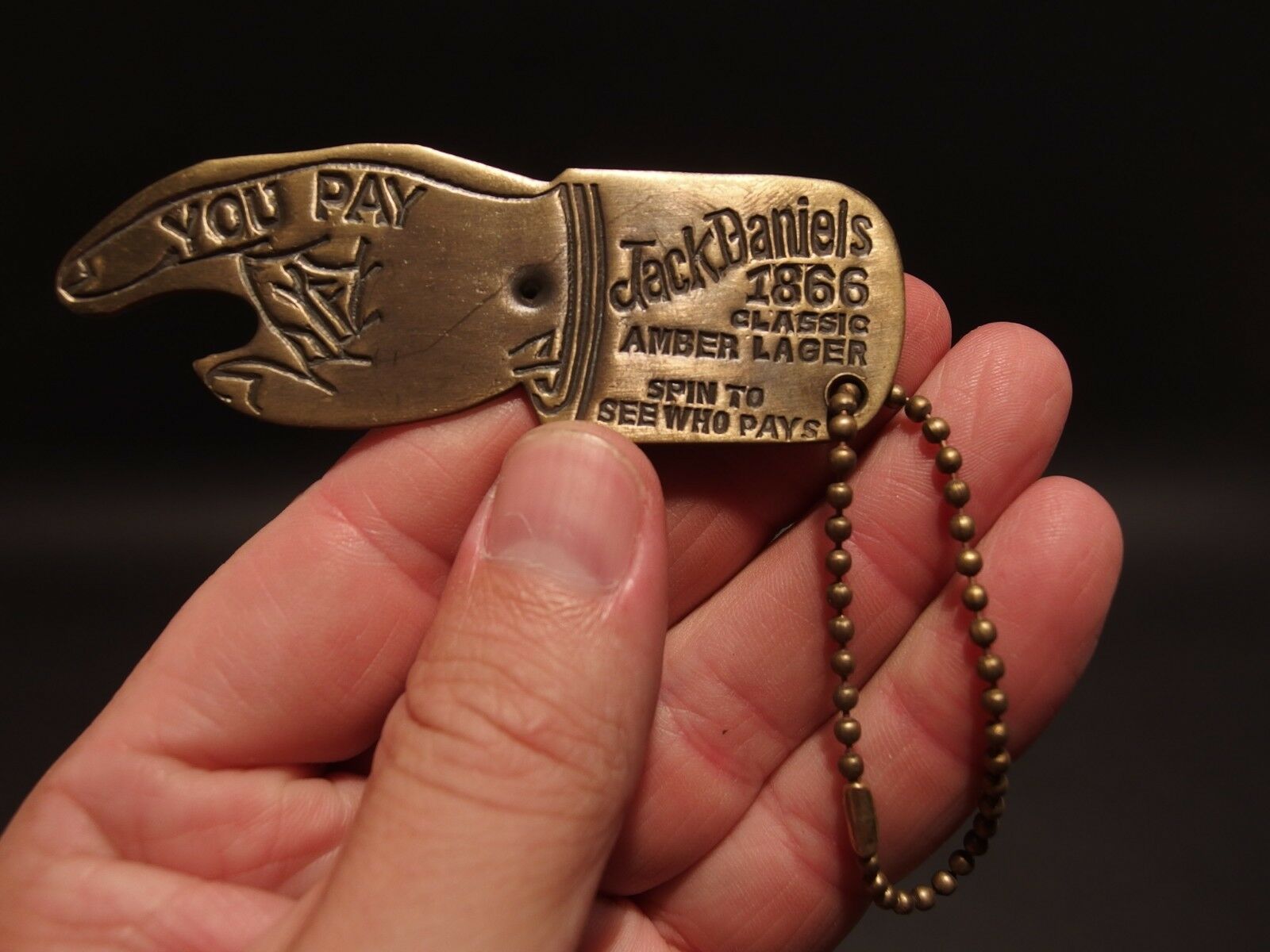 Antique Vintage Style Brass Jack Daniels Bottle Cap Opener Spinner - Early Home Decor