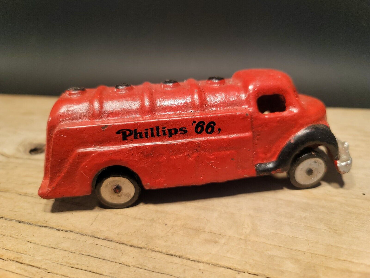 Antique Vintage Style Red Cast Iron Toy Phillips 66 Car Delivery Van