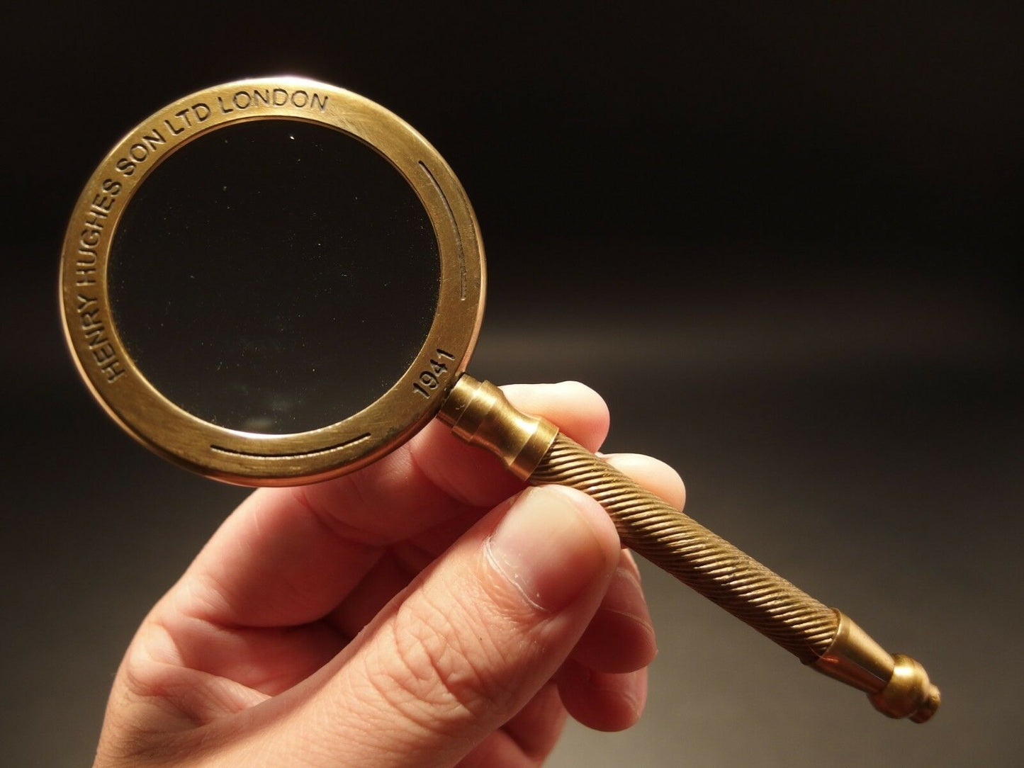 Antique Vintage Style, Brass Magnifying Glass "London 1941" - Early Home Decor