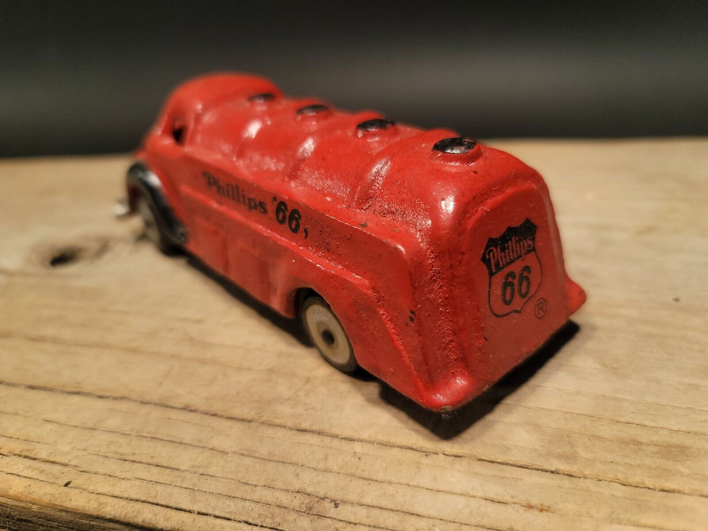 Antique Vintage Style Red Cast Iron Toy Phillips 66 Car Delivery Van