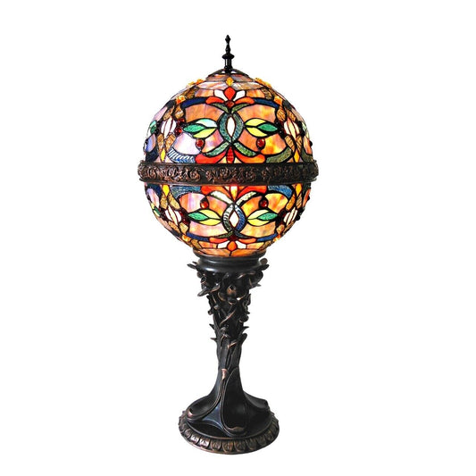 27" Antique Vintage Style Stained Glass Accent Table Lamp