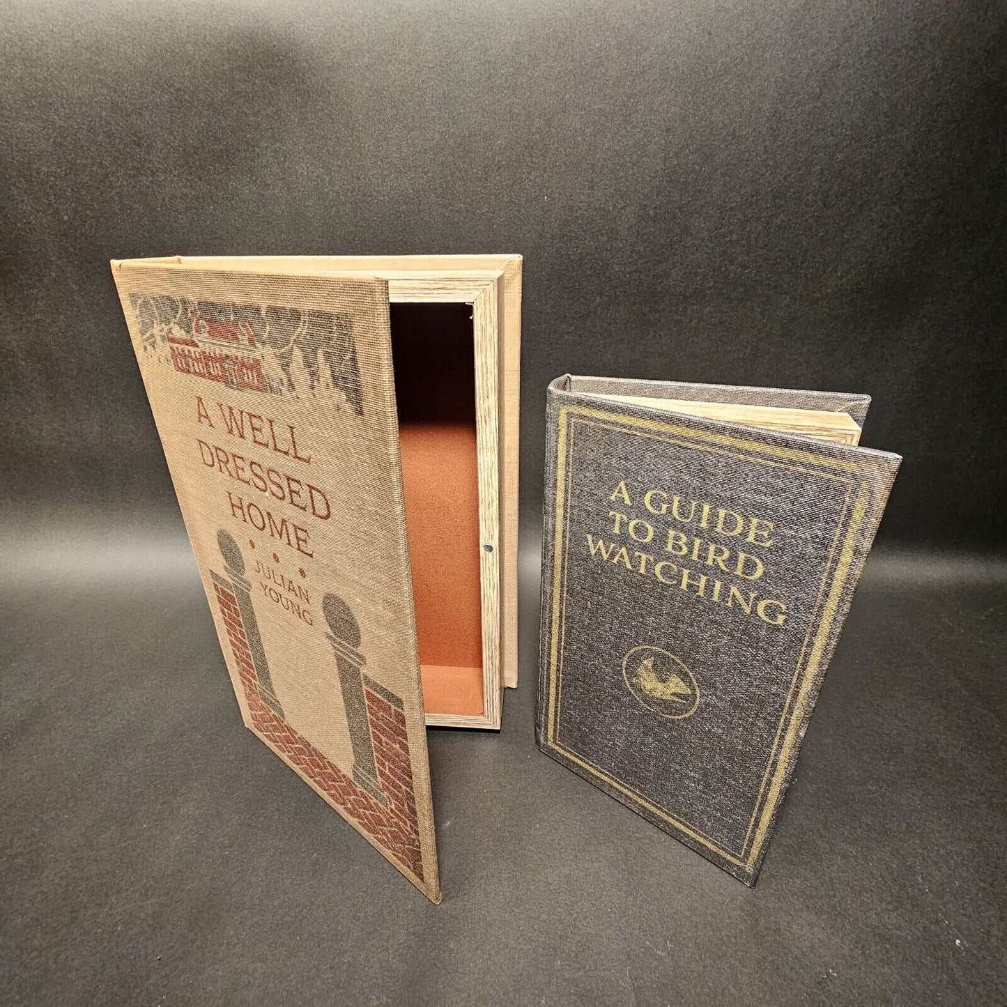 2 Vintage Style Faux Book Secret Storage Boxes