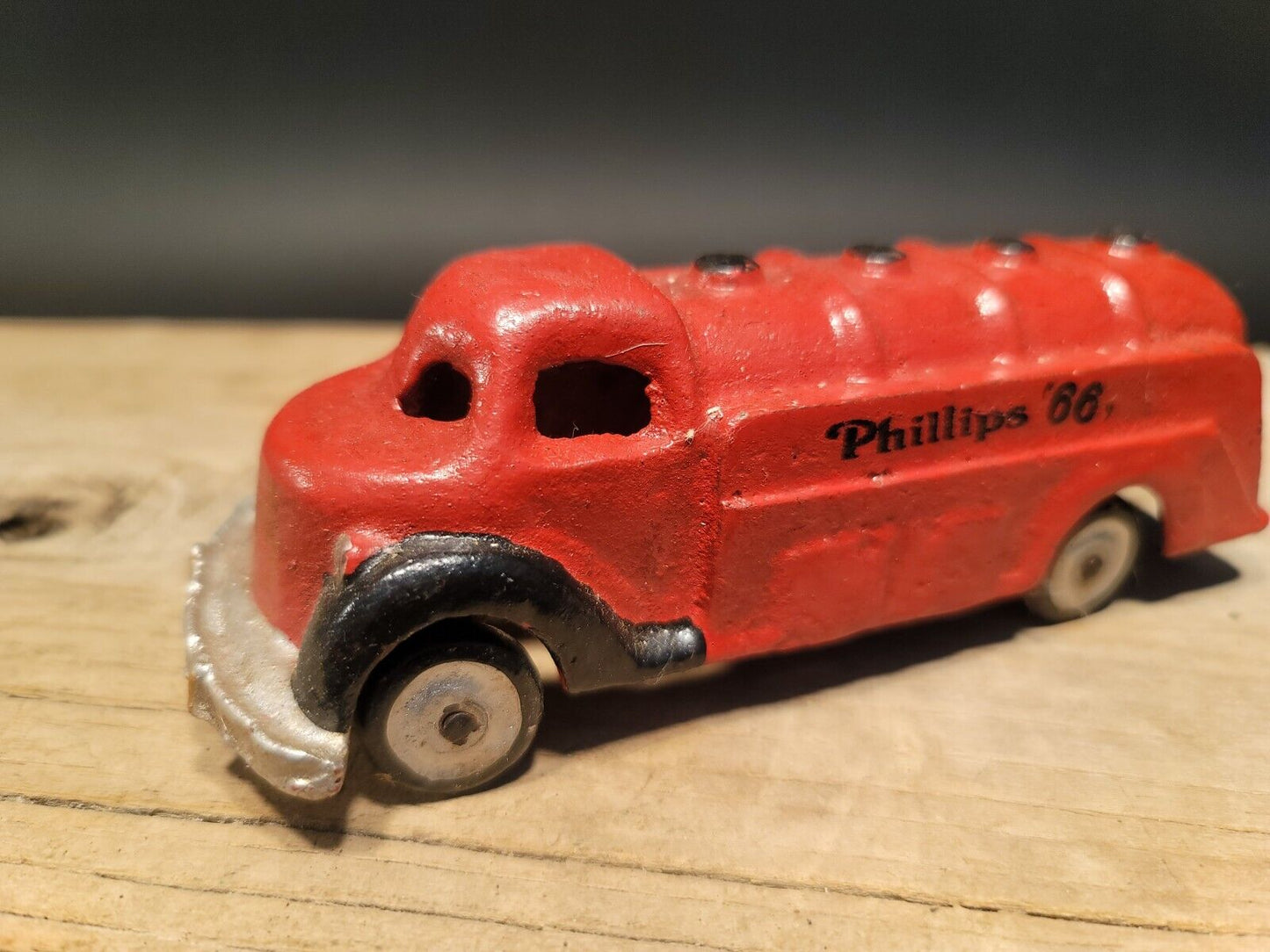 Antique Vintage Style Red Cast Iron Toy Phillips 66 Car Delivery Van