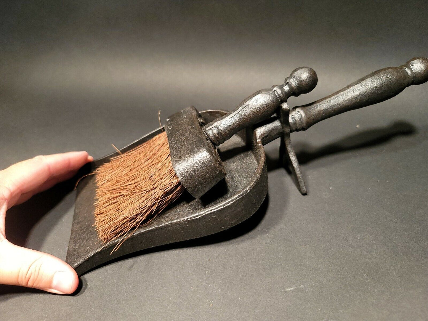 Cast Iron Fireplace Tools Dust Pan & Broom