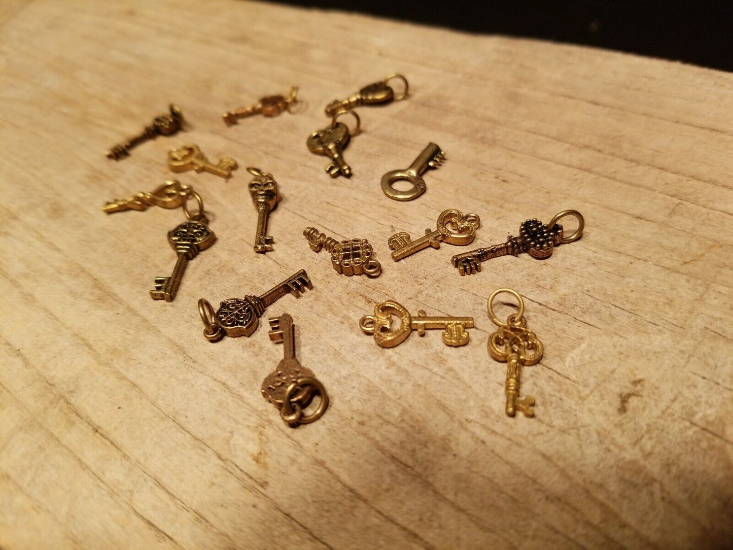 Antique Style lot of Miniature Key Necklace Charm Pendants