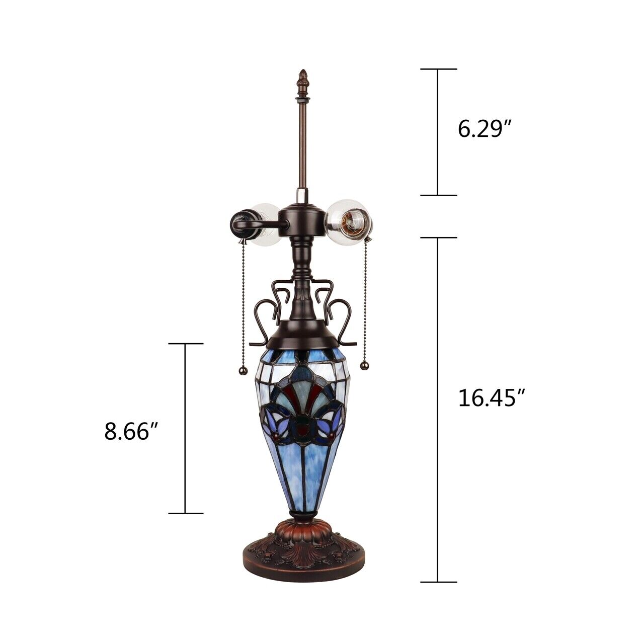 25" Antique Vintage Style Stained Glass Lighted Base Table Lamp