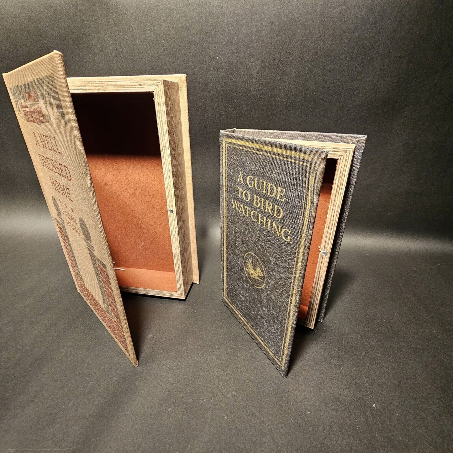 2 Vintage Style Faux Book Secret Storage Boxes